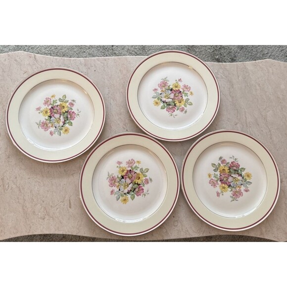 Edwin Knowles Semi-Vitreous Dinner China Plates Set of 4 USA 10.25" Vintage - Picture 4 of 6